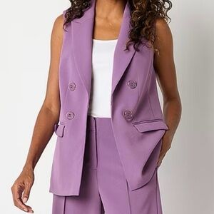 Liz Claiborne Purple Double-Breasted Vest
